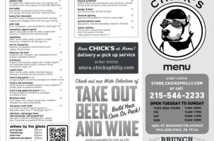 Chick's menu