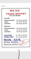 Oasis Bay Sushi Seafood Buffet menu