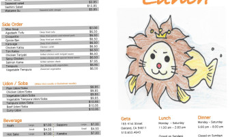 GETA JAPANESE RESTAURANT menu