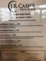 J.r. Cash's Grill And menu