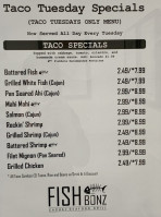 Fishbonz Grill menu