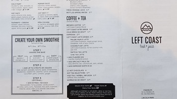Left Coast menu