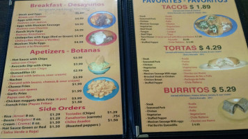 Mary's Taqueria menu