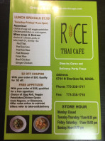 Rice Thai Cafe menu