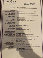 Mehak India's Aroma menu