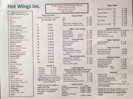 Hot Wings menu