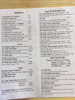 Thai Taste menu