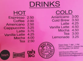 Weird Wave Coffee Brewers menu