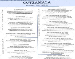 Cutzamala Mex Food menu