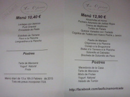 La Oficina menu