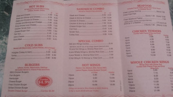 Yum's Subs menu