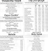 The Cajun Stop menu