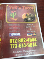 Yoli's Tacos menu
