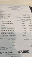 El Galicia Ribadeo menu