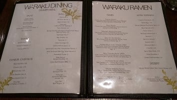 Waraku Ramen Dining menu