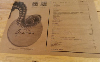 Casa Gazparra menu