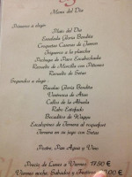 Gloria Bendita menu