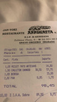 Arrugaeta Orozko menu