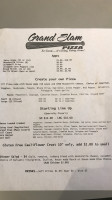 Grand Slam Pizza menu