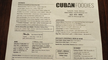 Cuban Foodies menu