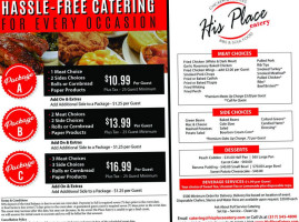 His Place Eatery menu