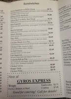 Gyros Express menu