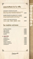 Villa Malquerida menu