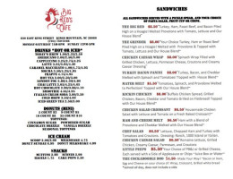 Big Red's Cafe menu