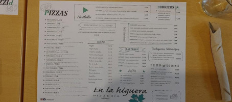 En La Higuera Pizzeria menu