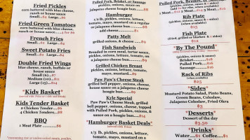 Paw-paw's Firehouse Cafe menu