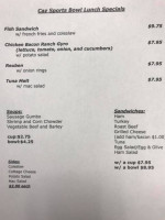 Caz Sports Bowl menu