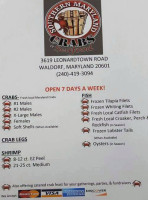 Southern Maryland Crabs Seafood menu