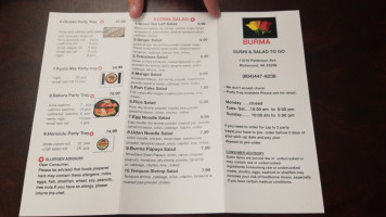 Burma Sushi And Salad To Go menu