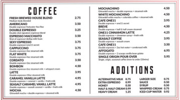 One11 Coffee Roasters menu