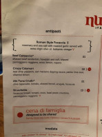 Nui Italian menu