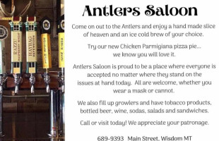 Antler Saloon menu