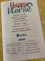 Happy Horse Deli Antiques menu