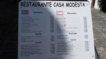 Casa Modesta menu