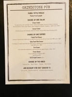 Grindstone Pub menu