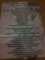 Jose Luis menu