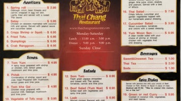 Thai Chang 2 menu