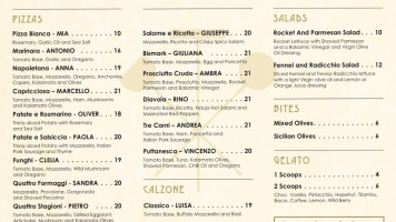 Pizza Artigiana menu