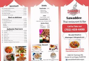 Sawaddee Thai menu