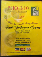 Pho I-10 menu