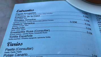 Bar Restaurante Roque Nublo menu