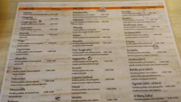 Picų Namelis menu