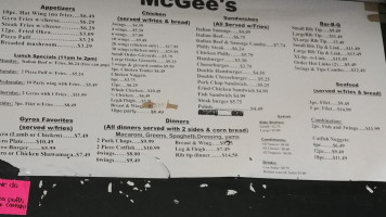Mcgee's Chicken menu