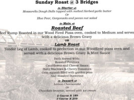 Three Bridges Pub And B&b menu