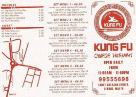 Kung Fu Chinese Take Away menu