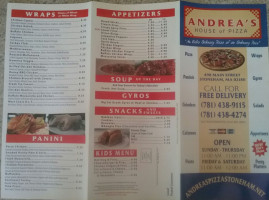 Andrea's Pizza menu